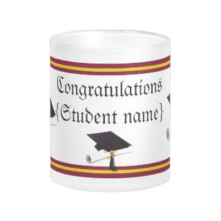 Graduation Cap w/Diploma   Gold &  Red Coffee Mug