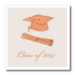 ht_179305_1 Beverly Turner Graduation Design   Graduation Cap and Diploma, Crackled Coral on Peach, Class of 2014   Iron on Heat Transfers   8x8 Iron on Heat Transfer for White Material Patio, Lawn & Garden