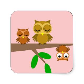 cute and funny owls square stickers