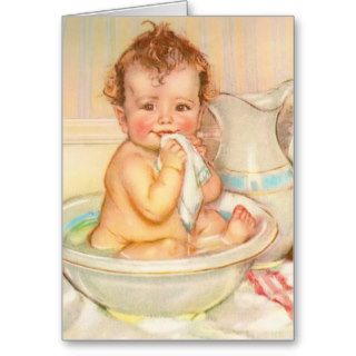 Cute Baby Having a Bath Greeting Card