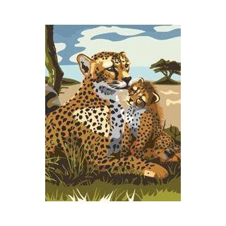 Bulk Buy Royal Brush Junior Small Paint By Number Kit 8 3/4" X 11 3/4" Leopard PJS43 (3 Pack)   Childrens Paint By Number Kits