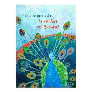 Peacock Birthday Party Invitations for Kids