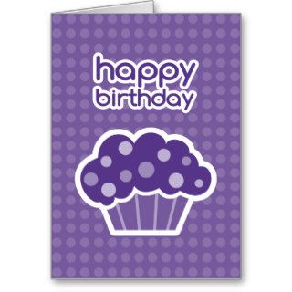 happy birthday purple cupcake greeting cards