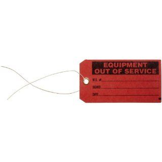 Brady 86756 5 3/4" Height, 3" Width, B 853 Cardstock, Black On Red Color Production Status Tag, Legend "Equipment Out Of Service, W.S.Number/Signed/Date" (Pack Of 100) Industrial Warning Signs