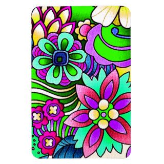 Whimsical bright purple pink abstract flowers vinyl magnets