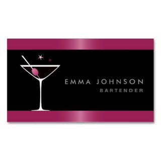 Modern elegant martini cocktail glass bartender business cards