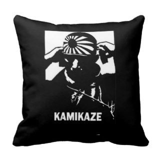 Kamikaze Black and White Japanese Pilot Throw Pillow