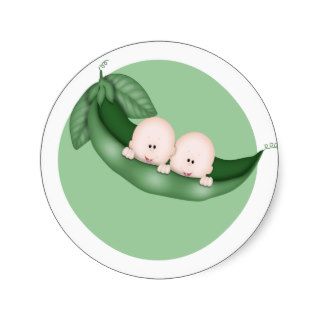 Sweet Little Pea Twins Round Sticker