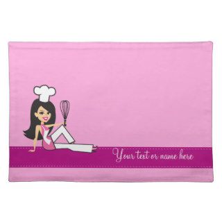 Fun Girl Chef Illustrated Placemat Custom Name