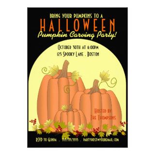 Pumpkins and Moonlight Pumpkin Carving Party Personalized Announcement