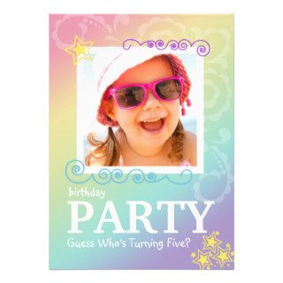 Rainbow Doodle Birthday Party Invitations