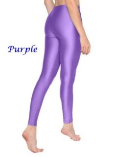Shiny Opaque Neon Color / Fluorescent Footless Skinny Tights Leggings Pants (Black) Shinny Leggings