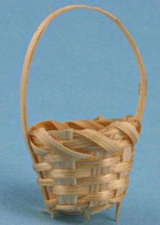 Dollhouse Miniature Straw Basket with Handle Toys & Games