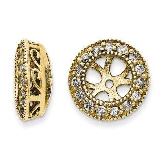 Genuine 14K Yellow Gold AA Diamond Earrings Jacket 2.25 Grams of Gold Mireval Jewelry