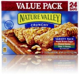 Nature Valley Crunchy Granola Bars, Variety Pack of Oats 'n Honey, Peanut Butter, and Maple Brown Sugar, 24 Count Prime Pantry