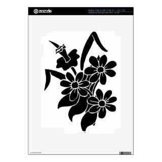 Black Flowers Skins For iPad 3
