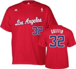 Mens Los Angeles Clippers #32 Blake Griffin Red Name & Number Tshirt   2XL Clothing