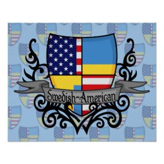 Swedish American Shield Flag Poster