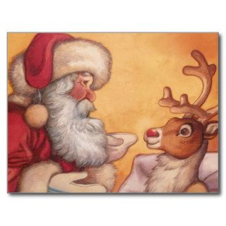 Santa and Rudolph before Christmas Postcards