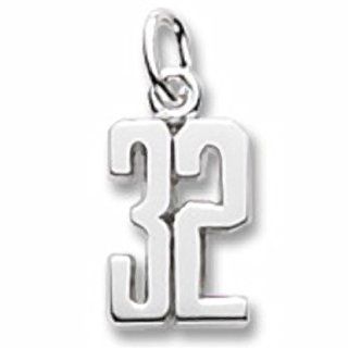 Number 32 Charm In Sterling Silver, Charms for Bracelets and Necklaces Jewelry