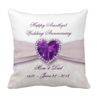 Damask 33rd Wedding Anniversary Throw Pillow