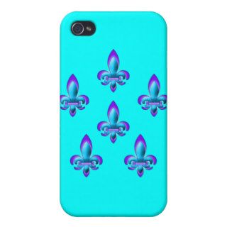 Five Fleurs de Lis in Purple and Blue Cover For iPhone 4