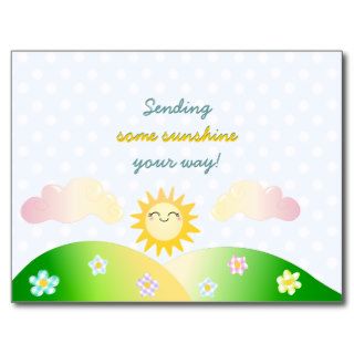 Cute sun kawaii cartoon post cards