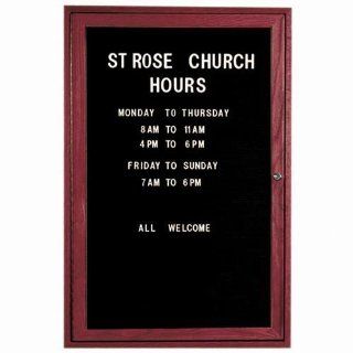 Enclosed Changeable Letter Board Frame Color Cherry Stain, Number of Doors One, Size 36" H x 24" W 
