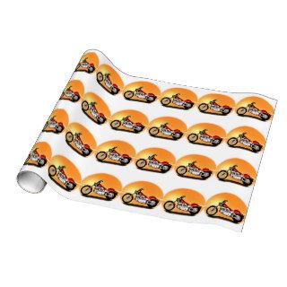 Motorcycle in the sunset gift wrap paper