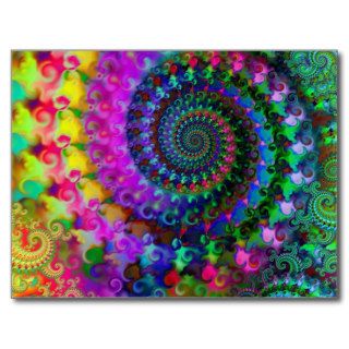 Hippy Rainbow Fractal Pattern Post Cards
