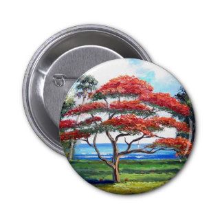 Royal Poinciana Tree Art Pinback Buttons