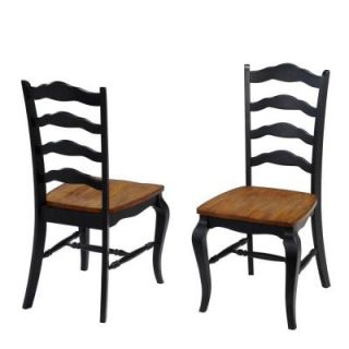 Home Styles French Countryside Oak and Rubbed Black Wood Dining Chair Pair 5519 802