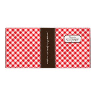 Red gingham pattern personalized recipe book binders