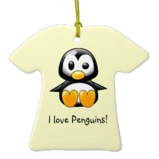 I Love Penguins Cute Cartoon Penguin Ornament