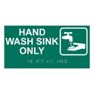 ADA Hand Wash Sink Only Braille Sign RSME 372 SYM WHTonPNGRN  Business And Store Signs 