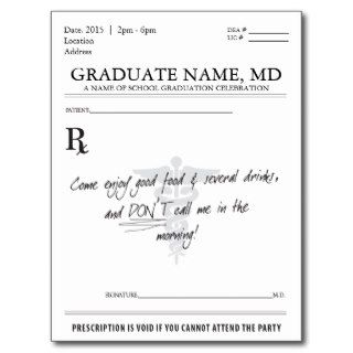 Medical Student Graduation Prescription Pad Invite Postcard