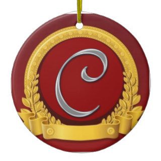 Monogram Letter C Wreath Ornament