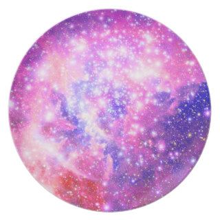 Pink & purple galaxy glitter girly nebula stars plates