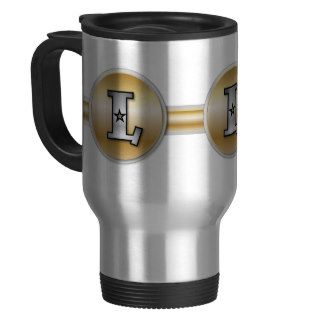 Monogrammed gold and silver effect letter L Mugs