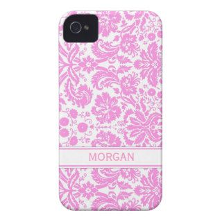 Custom Name i Phone 4 Pink Floral Damask Pattern iPhone 4 Cases