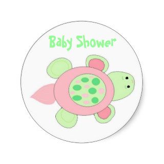 Pink Turtle Baby Shower Sticker