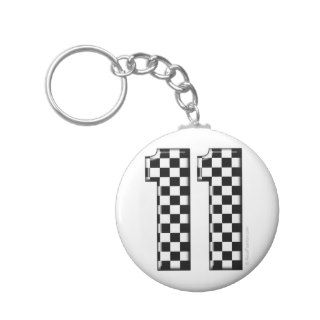 11 checkered auto racing number key chains