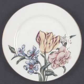 Fitz & Floyd Bariolage Des Fleurs (White Background) Bread & Butter Plate, Fine