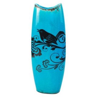 Oval Bird Vase   Blue