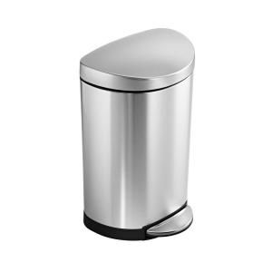 simplehuman 10 Liter Fingerprint Proof Brushed Stainless Steel Semi Round Step Trash Can CW1833