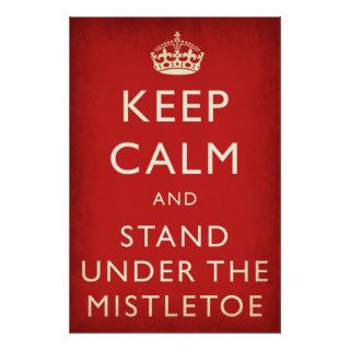 Vintage Christmas "Keep Calm" Mistletoe Poster
