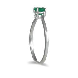 10K White Gold Green Emerald Ring Gemstone Rings