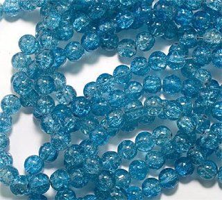 8mm Celestial Crackle Glass Beads 16 Inch Strand Blue & Clear