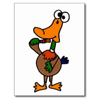 XY  Funny Mallard Duck using Duck Call Cartoon Postcards