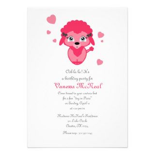 pink french poodle BIRTHDAY PARTY invitation